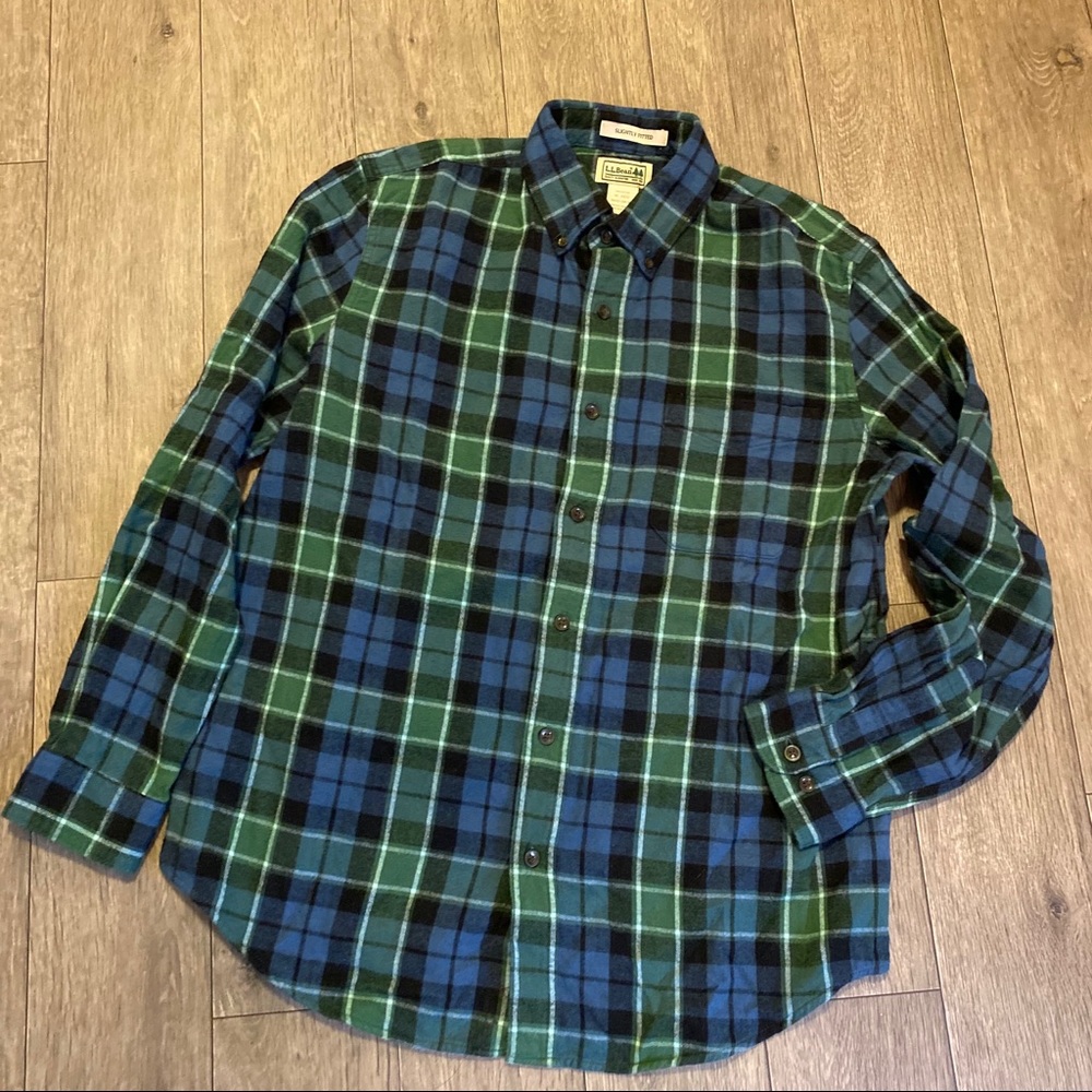 LL Bean scotch flannel shirt.